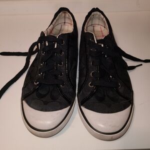 Coach Barrett Black Sneakers with Tattersal Lining Size 8.5 Women